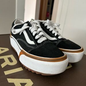 Vans Black and White Platform Sneakers